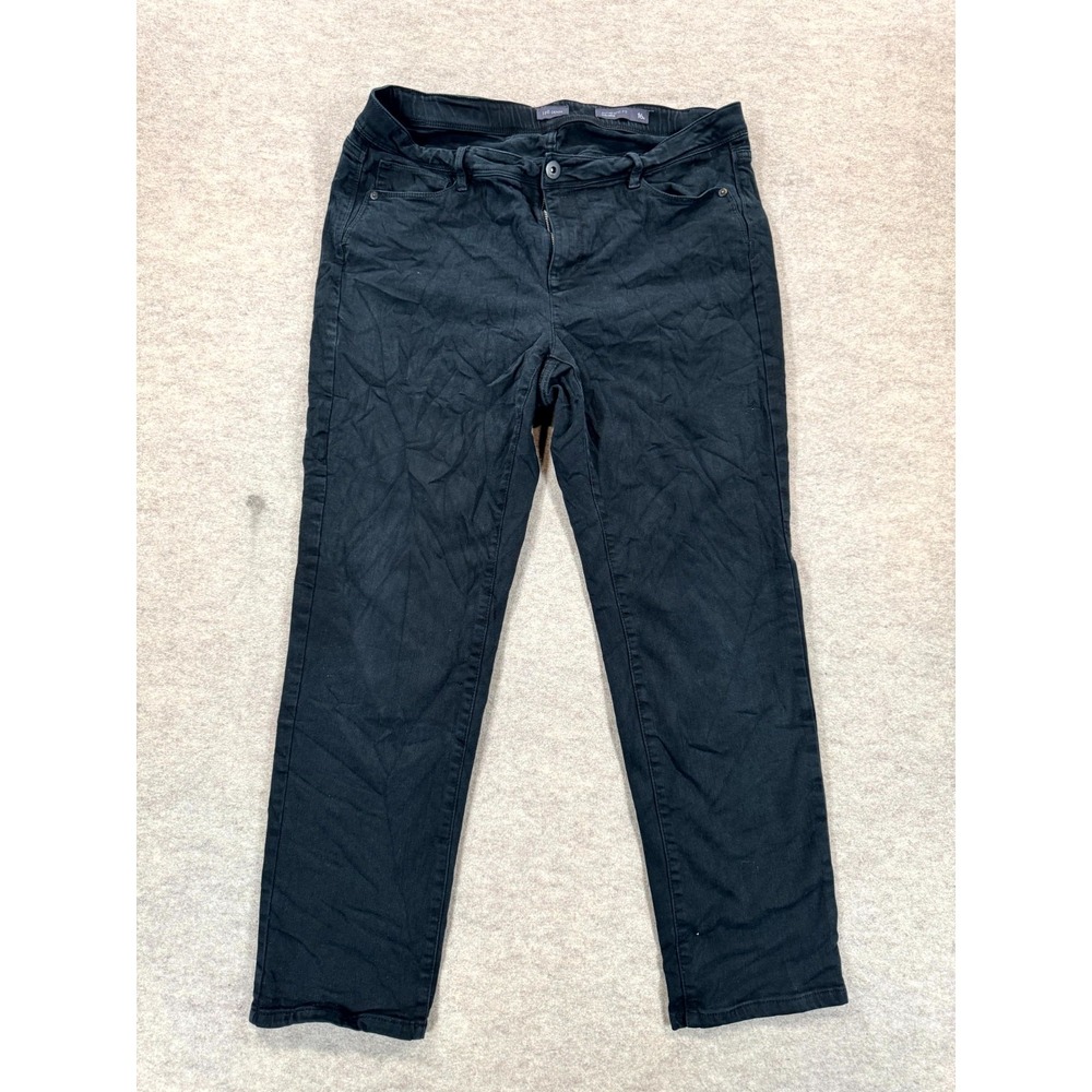 J.Jill Authentic Fit Slim Ankle Jeans Women 16 Black Denim Cotton Stretch Travel
